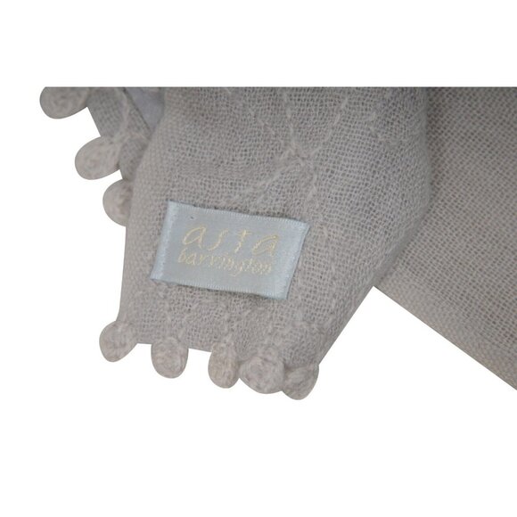Asta Barrington Barnets NYC Womens Cashmere Scarf Beige Embroidered Fringe - Picture 6 of 7